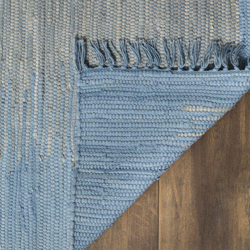 Coastal Breeze Light Blue Hand-Woven Cotton Abstract Rug 6' x 9'