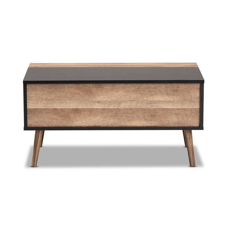 Jensen Two-Toned Wood Lift Top Coffee Table with Storage Compartment Black/Brown - Baxton Studio: Mid-Century Design, Rectangular Shape