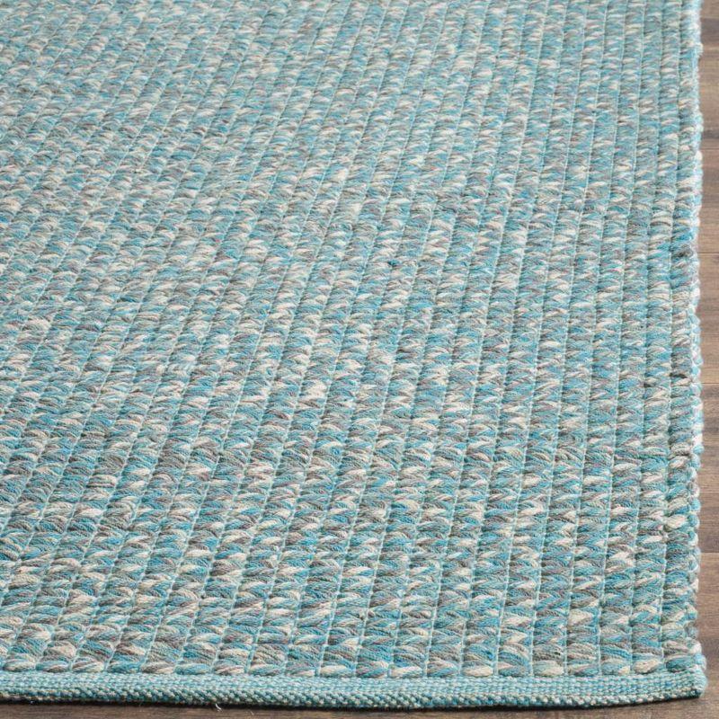 Coastal Breeze Turquoise Cotton 2'3" x 7' Handwoven Runner Rug