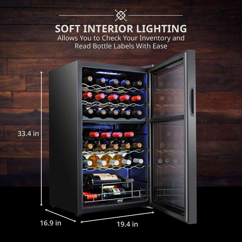 Ivation 33 Bottle Wine Cooler Fridge, Dual Zone Refrigerator with Lock