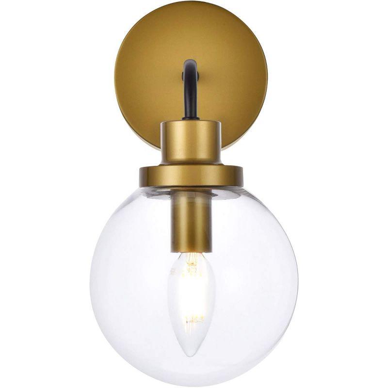 Hanson Black and Brass Metal 1-Light Dimmable Wall Sconce with Clear Glass Shade