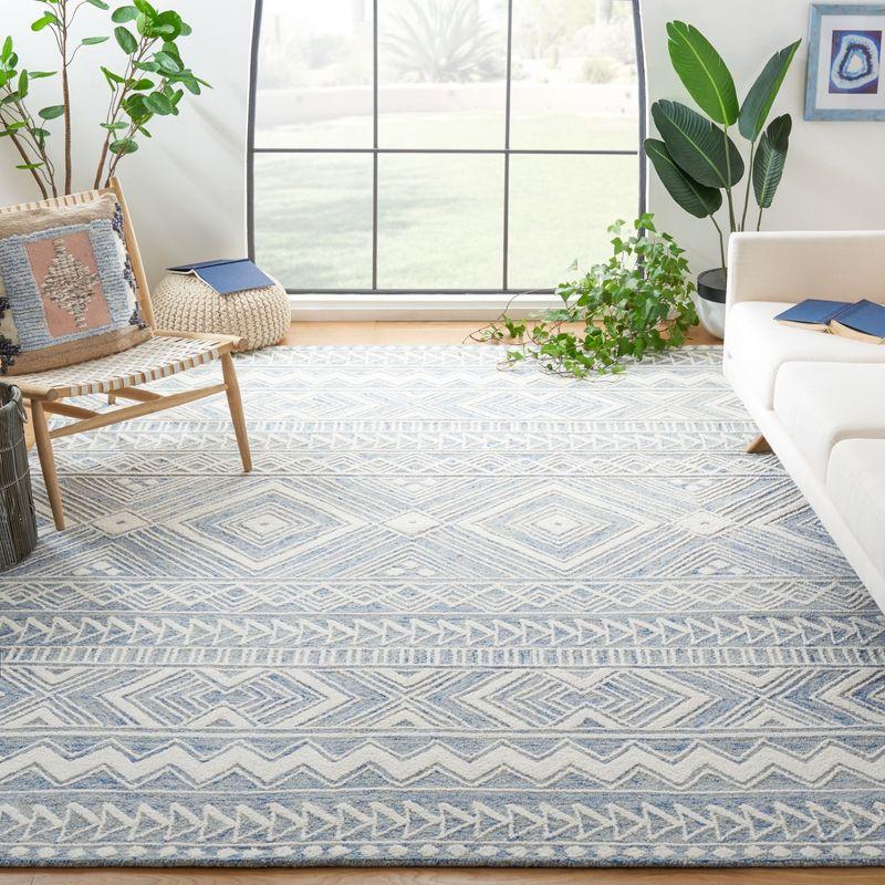 Azure Elegance 6' Square Hand-Tufted Wool Rug