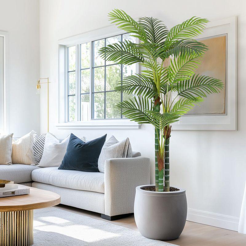 Garvee 6FT Tall Palm Tree Fake Plant Golden Cane Palm Trees Large Artificial Plants Faux Plants for Living Room Yard Decor with White Base Set of 1