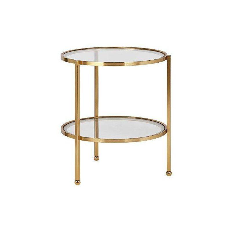 Adore Decor Addison 19.3" Round Glass & Gold Modern Side Table