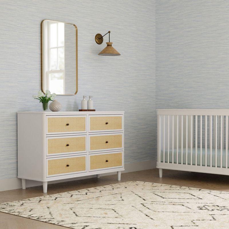 Warm White and Honey Cane 6-Drawer Dresser with Soft Close