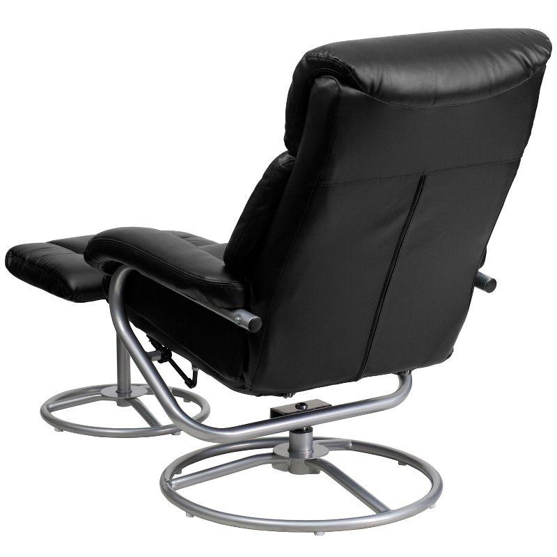 Flash Furniture Contemporary Multi-Position Recliner and Ottoman with Metal Base in Black LeatherSoft