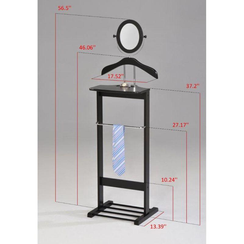 Kings Brand Furniture - Wardrobe Wood Suit Valet Stand, Clothes Trouser Bar Rack, Tie, Belt Hanger and Shoe Rack, Black/Chrome