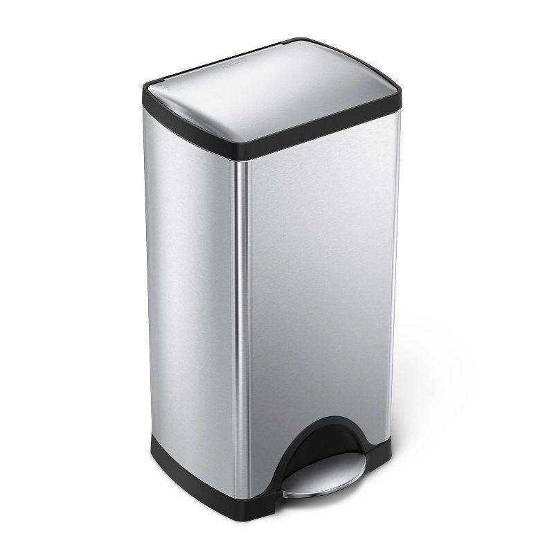 simplehuman 30L Rectangular Kitchen Step Trash Can Stainless Steel with Soft-Close Lid