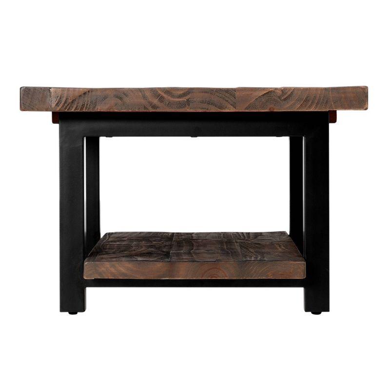 Pomona Cube Coffee Table Rustic Natural - Alaterre Furniture: Fixed Shelf, Metal Legs, Square Shape