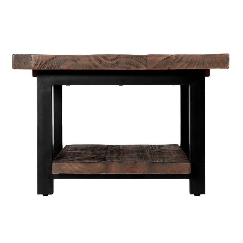 Pomona Cube Coffee Table Reclaimed Wood Rustic Natural - Alaterre Furniture: Fixed Shelf, Metal Legs, Square Shape