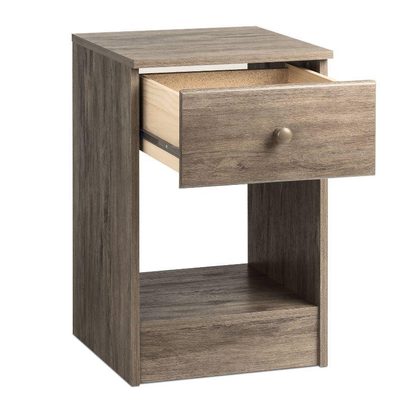 Astrid Drawer Nightstand Drifted Gray - Prepac: Open-Shelf Design, Solid Wood Knobs, Laminated Surface