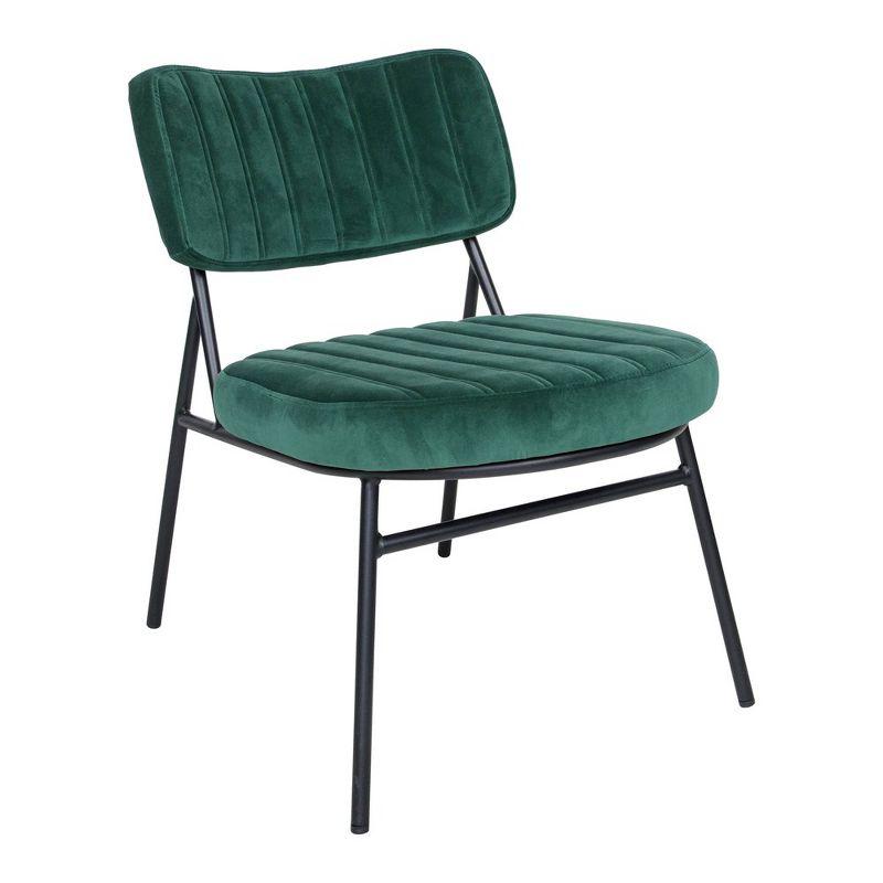 LeisureMod Marilane Velvet Accent Chair with Cushioned Upholstery for Living Rooms, Offices, and Lounges in Emerald Green