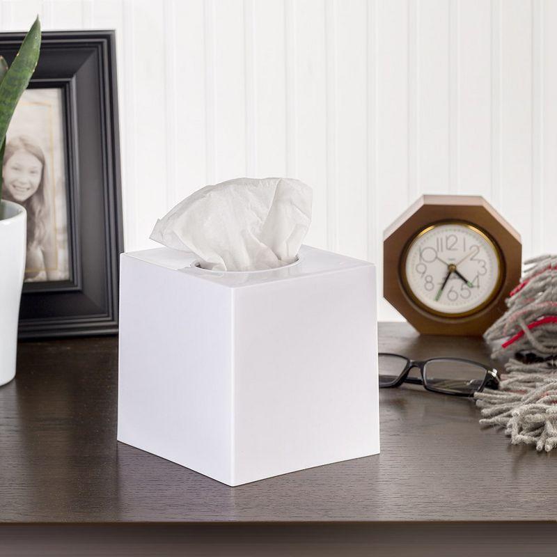 White Plastic Square Tissue Box Cover Set