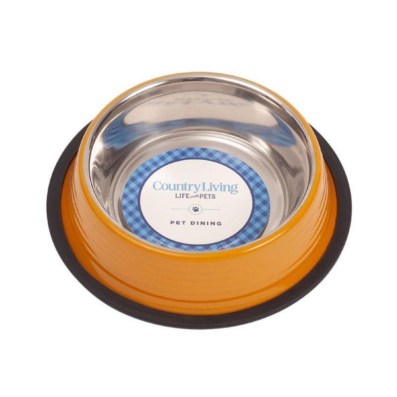 Country Living Set of 2 Ribbed No-Tip Non-Skid Pet Bowls - Durable & Safe for Dogs - Prevents Spills, Easy to Clean