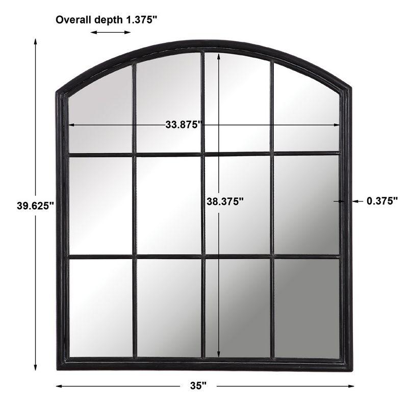 Aged Black Arch Wood Wall Mirror