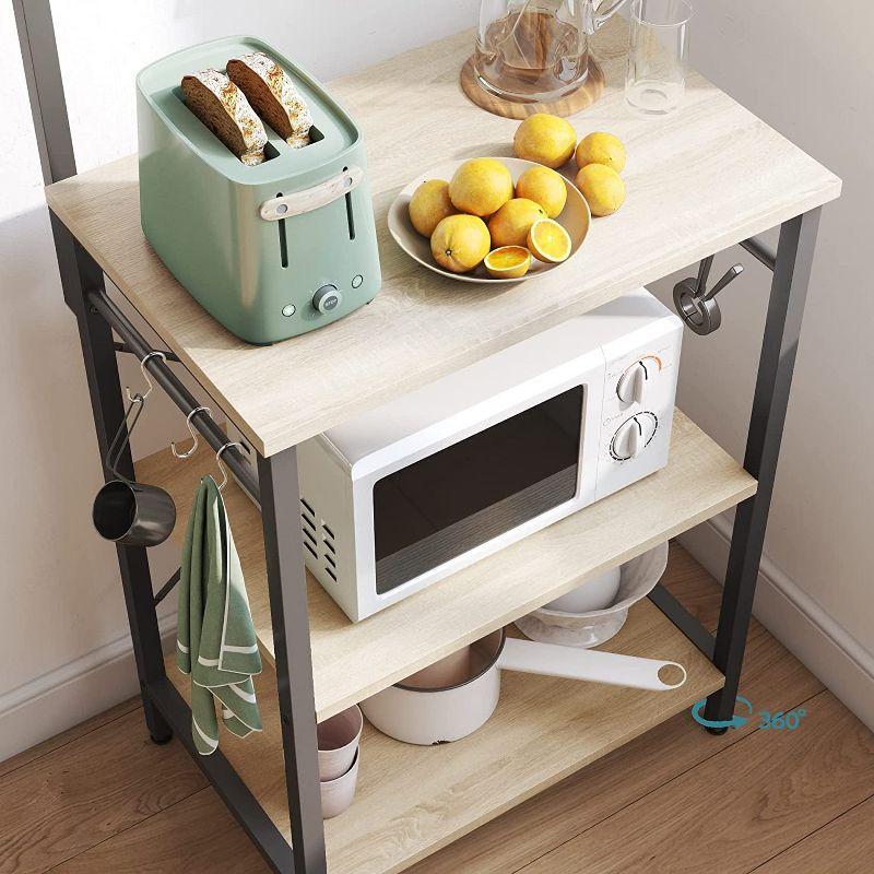 Bestier 5 Tier Microwave Stand, Coffee Bar Table with Storage for Small Space Kitchen 24in Light Oak