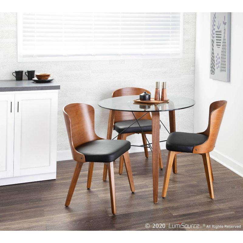 34" Trilogy Round Dining Table Walnut/Clear Glass - LumiSource: Mid-Century Modern Style, Seats 4