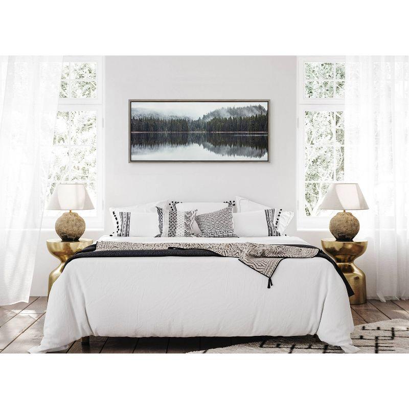 Gray Framed Still Reflection Landscape Canvas Print