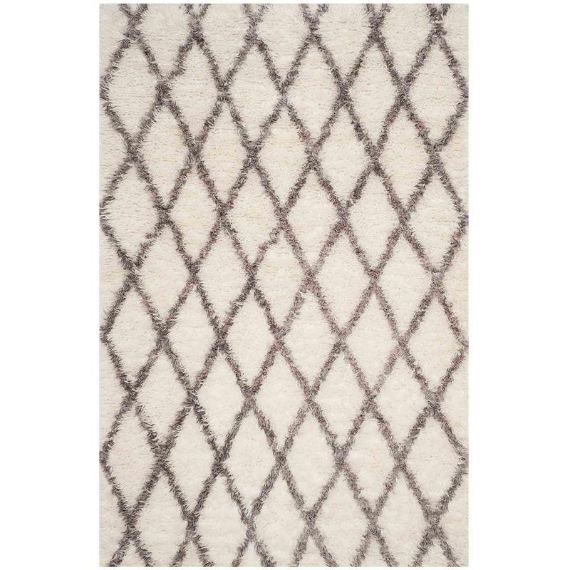 Kenya KNY712 Hand Knotted Area Rug - Ivory/Grey - 6'x9' - Safavieh