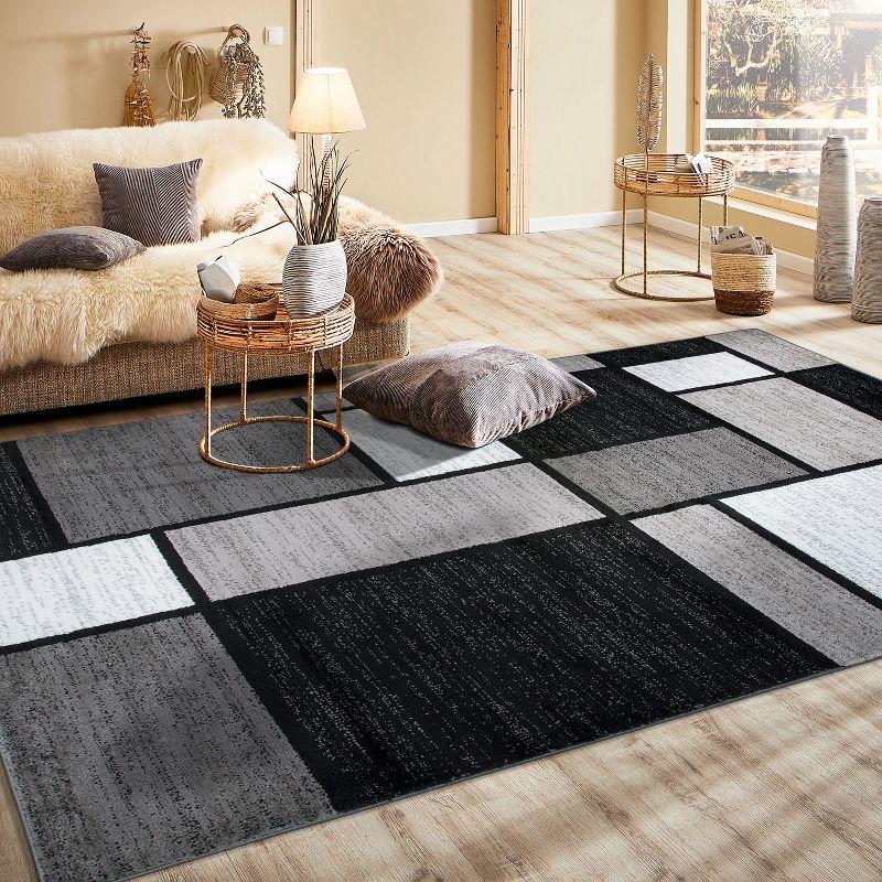 World Rug Gallery Contemporary Modern Boxed Color Block Area Rug