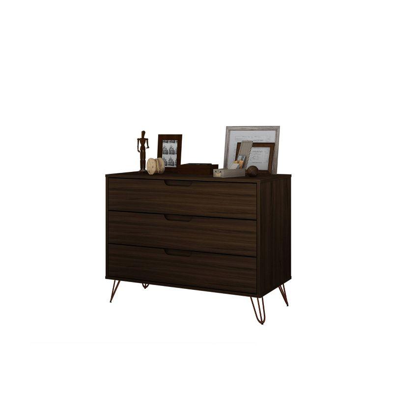 Manhattan Comfort Rockefeller Dresser Brown - Manhattan Comfort: MDF Composite Frame, 3-Drawer Storage for Bedroom, Assembly Required