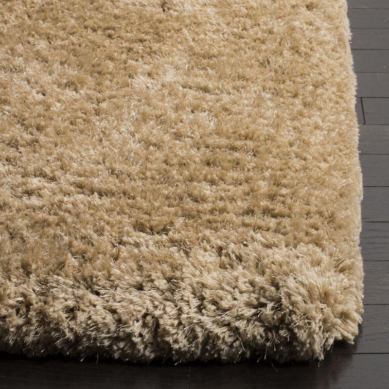 Beige Hand-Tufted Synthetic Shag Area Rug, 5 ft. x 8 ft.