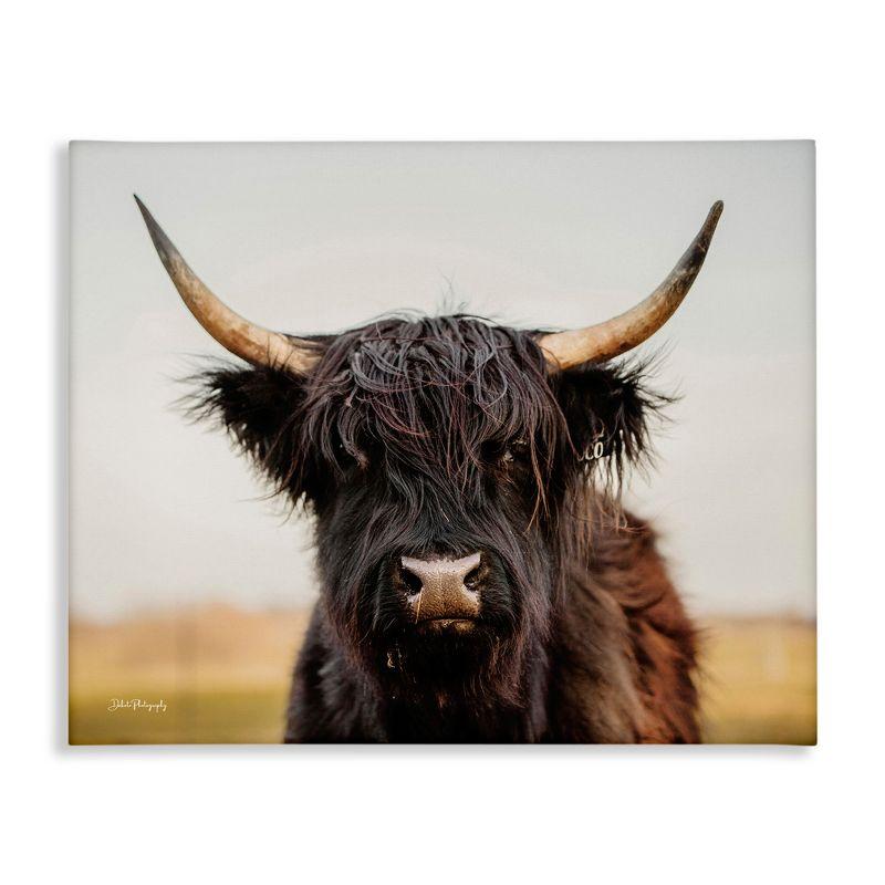 Black Highland Cow Portrait Canvas Wall Art, 30" x 24"