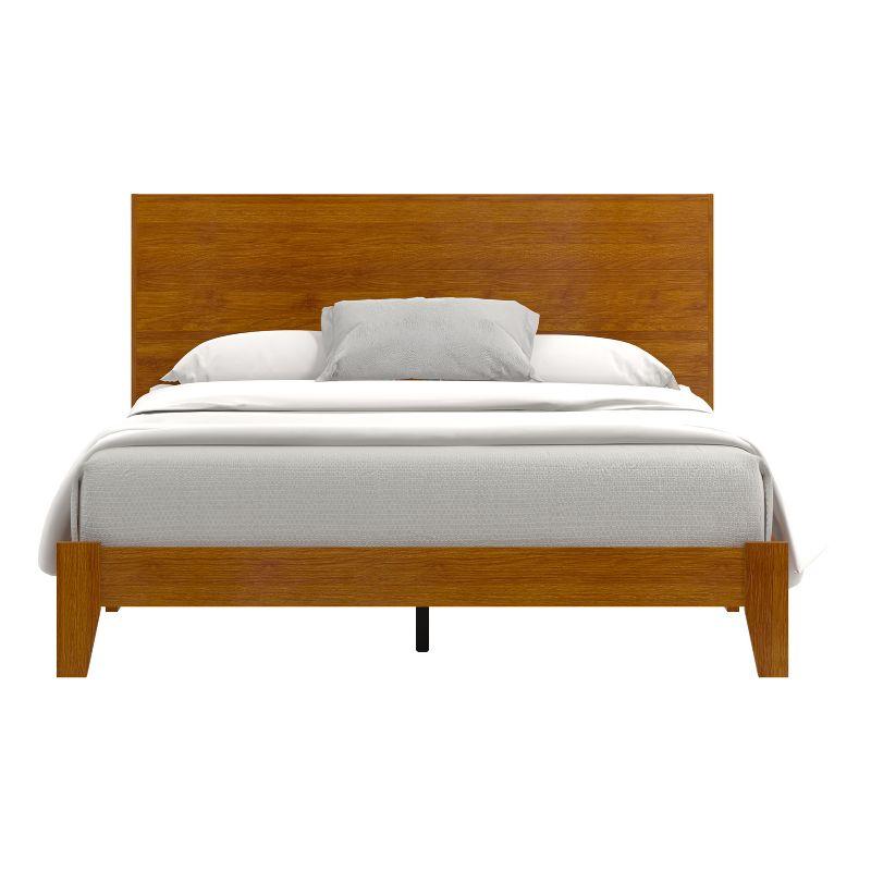 Galano Layton Wood Frame Queen Platform Bed with Headboard in Knotty Oak, Dusty Gray Oak, White, Black, Oslo Oak, Concrete Gray, Amber Walnut