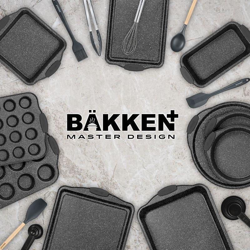 BAKKEN 18-Piece Nonstick Oven Baking Set: Gray Marble Coating, Carbon Steel, Silicone Handles, Dishwasher Safe, PFOA-Free, Professional Quality