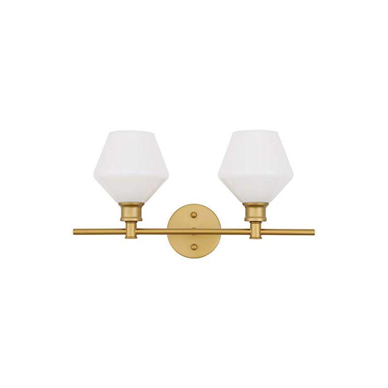 Elegant Lighting Gene 2 light Brass and Frosted white glass Wall sconce