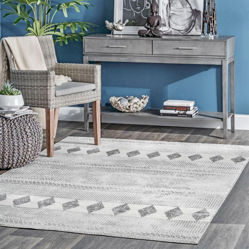 Rectangular Gray Geometric Synthetic Area Rug 3' x 5'