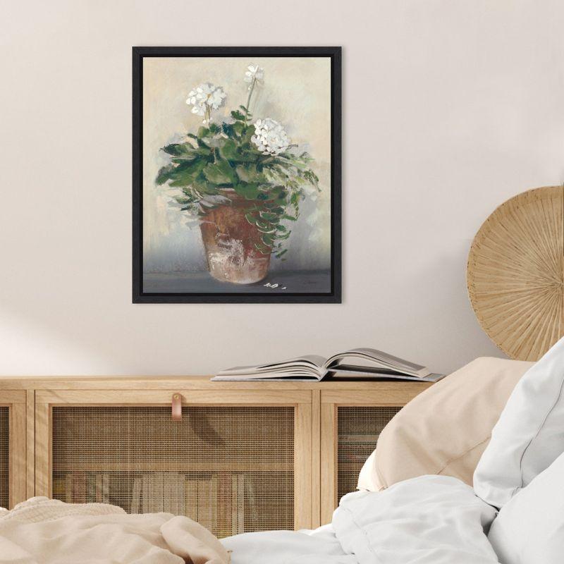 Amanti Art Pot of White Geraniums by Carol Rowan Framed Canvas Wall Art