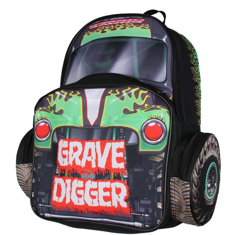 Monster Jam Backpack Grave Digger Truck Shaped Dual Compartment Tote Bag Book Bag for Travel Daily Use