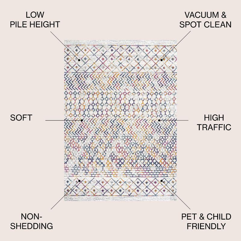 4' x 6' Arta Moroccan Vintage Geometric Rug Area Rug, Multi/Cream - JONATHAN Y