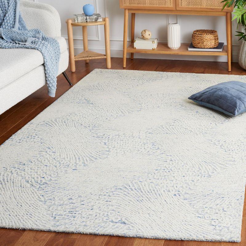 Blue Ivory Hand Tufted Wool 4' x 6' Area Rug