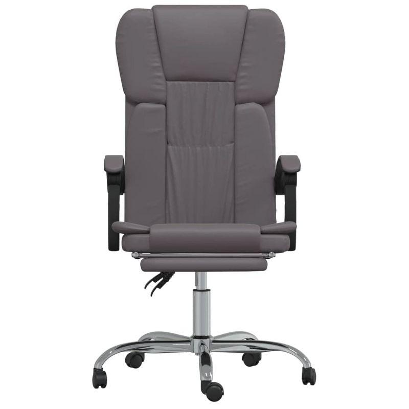 vidaXL Reclining Office Chair- Adjustable, Swivel Design with Rolling Castors, Grey Faux Leather, Metal and Plywood Frame