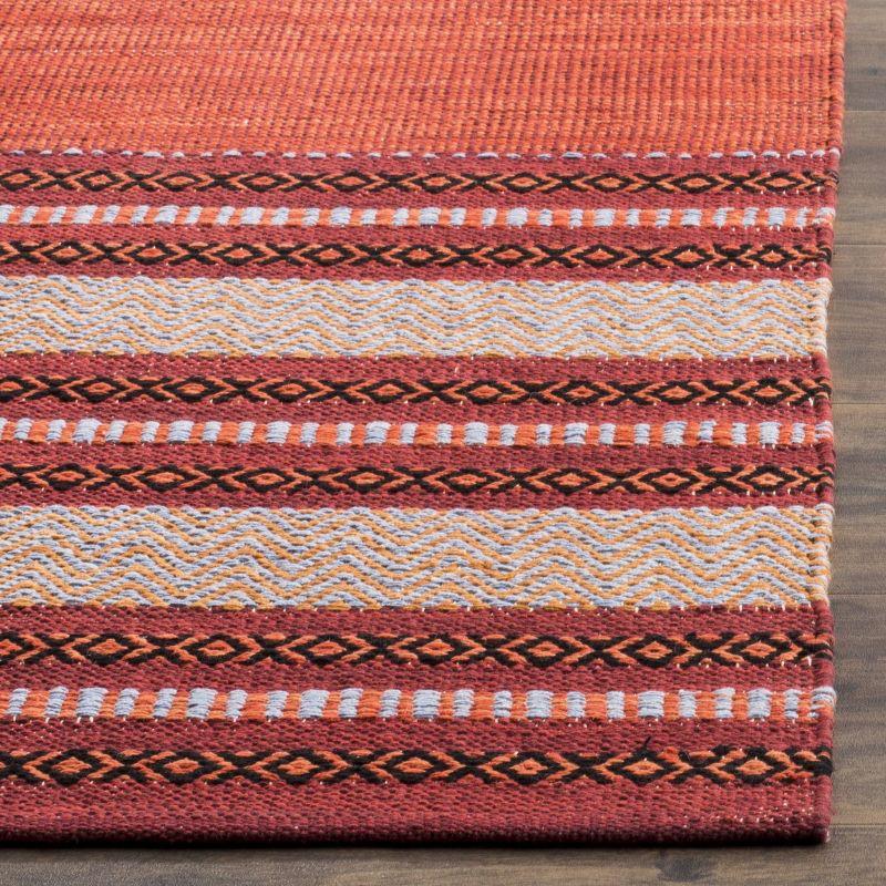 Montauk Red and Ivory Handwoven Cotton Striped Rug