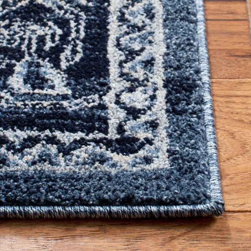 Charleston Navy Blue 79" Square Synthetic Traditional Area Rug