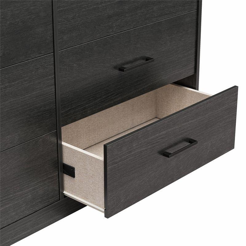 Ameriwood Home BrEZ Build Collection Pearce Wide 6 Drawer Dresser, Black Oak