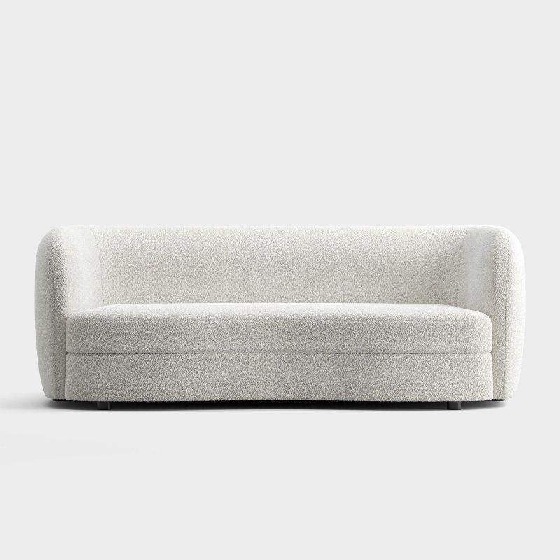 HOMES: Inside + Out 85" Pinehush Boho Curved Boucle Fabric Sofa with Pocket Coil Cushions