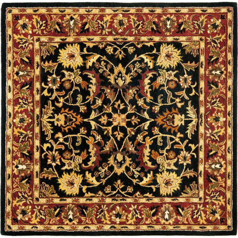 Heritage Black and Red Hand-Tufted Wool Square Rug