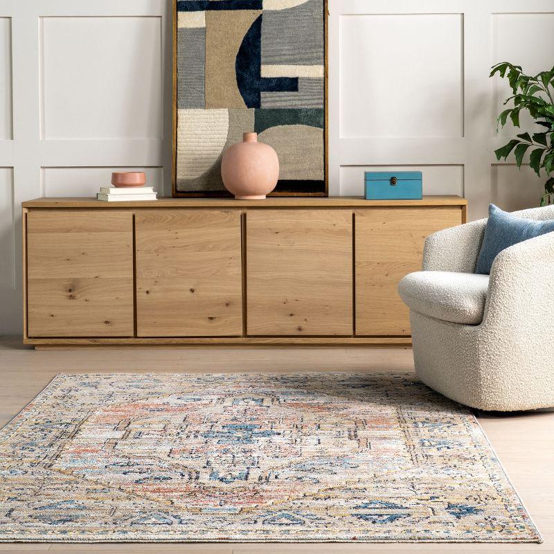 Nuloom Marley Medallion 2x6 Runner Indoor Area Rug for Living Room Bedroom Dining Room Entryway Hallway Kitchen, Blue/Beige