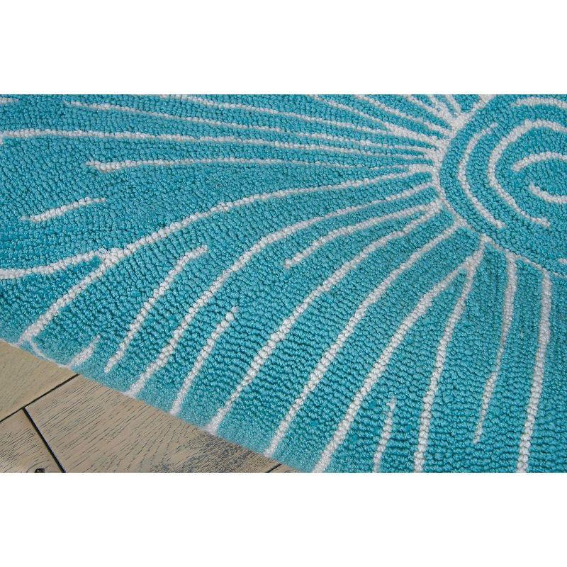 Seafoam Blossom 5' x 7' Hand-Hooked Synthetic Area Rug