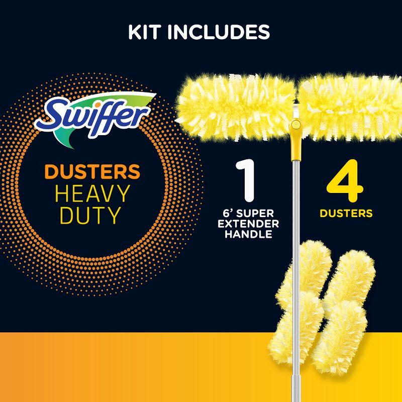 Swiffer Dusters Heavy Duty Super Extendable Handle Dusting Kit(Extension Pole, Extendable Handle,4 Duster Refill) - 4ct