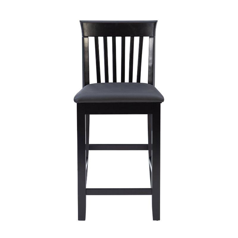 Torino Black Wood and Faux Leather Counter Stool, 24" Seat Height