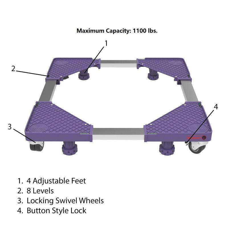 Adjustable Purple Flat Dolly with Locking Swivel Wheels