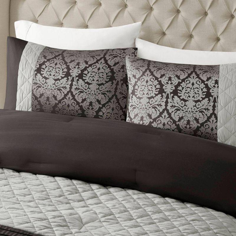 Full Black Jacquard Microfiber Comforter Set with Pillows