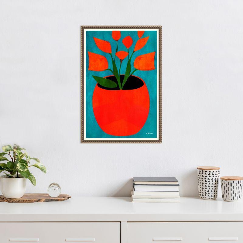 Amanti Art Red Blossoms by Bo Anderson Canvas Wall Art Print Framed 16 x 23-in.