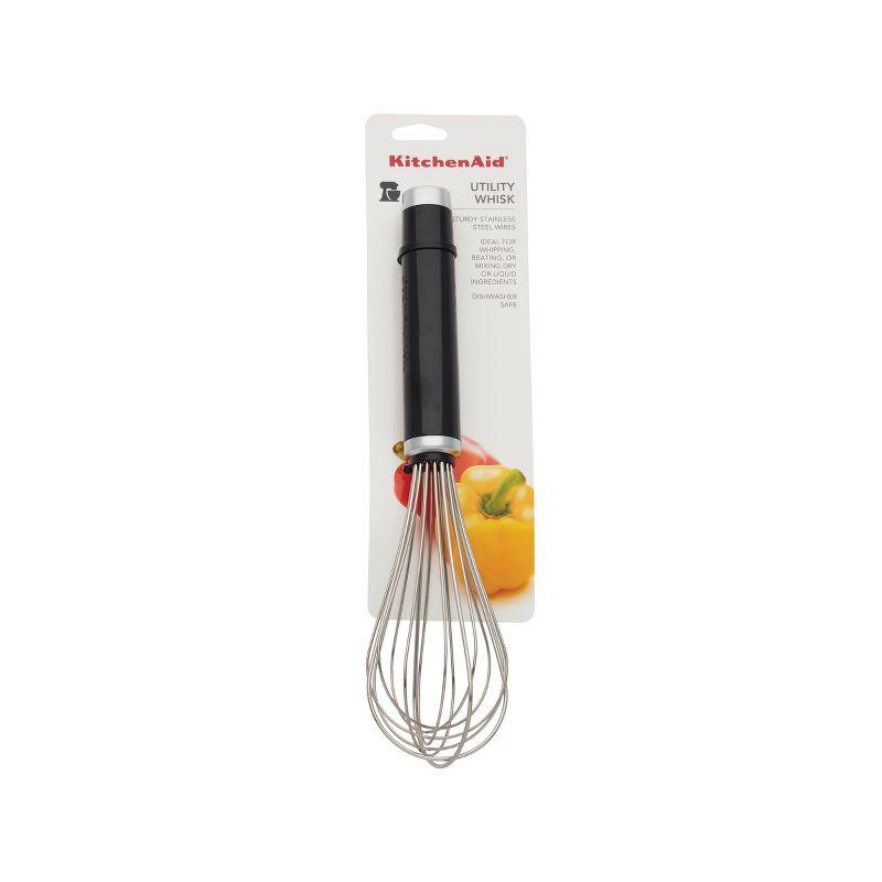 KitchenAid Stainless Steel Utility Whisk: Metal Wire Whisk, Kitchen Tools, Dishwasher-Safe, Black, 10.75" Length