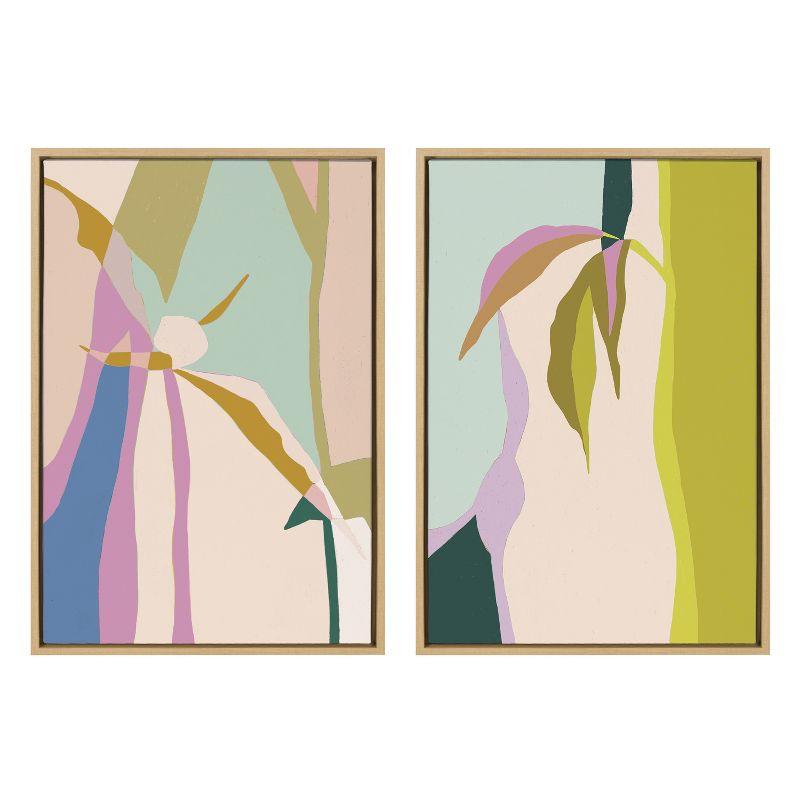 Kate and Laurel Sylvie Delight in the Moment 1 and 2 Framed Canvas by Alicia Schultz, 2 Piece 23x33, Natural